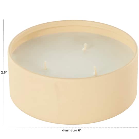 Ivory and Iris 22oz. Beige with White Wax 3 Wick Rose Blossom & Sandalwood Scented Metal Candle